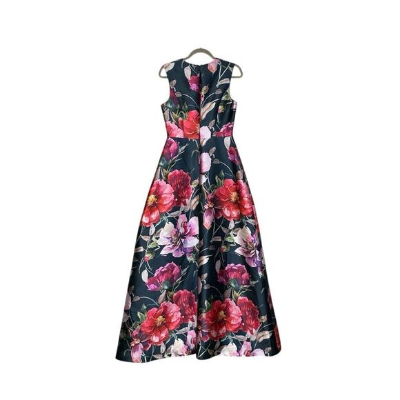 Kay Unger Navy Blue Floral Formal Walk Through Jumpsuit Gown| Size 6 - Picture 3 of 10